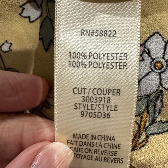 Max Studio Yellow and Pink Floral Ditsy Ruffle Top - Picture 7 of 7